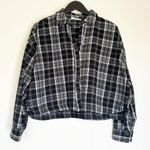 TALULAH  Cropped Thick Flannel Black White Medium Photo 0