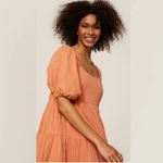 Louna Rust Orange Tiered Cotton Mini Dress MEDIUM Photo 2
