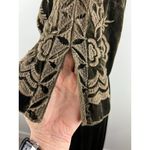 Johnny Was Silk Velvet Embroidered Wrap Dress Olive Green XXL Boho Kimono Sleeve Photo 6
