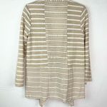 Chico's Chico’s Beige White Striped Open Front Long Sleeve Cardigan Small Photo 3