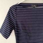 Lulus navy blue white striped bodycon dress short sleeves comfortable boat neck Photo 1