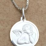 Sterling Silver 925 Angel Cherub Necklace Pendant Photo 0