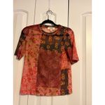 Anthropologie Porridge Clothing Patchwork Floral Mesh Short Sleeve Top Size XS Pink Photo 1