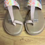 Toms  Bree Sandal Warm‎ Beige Leather Chevron Embroidered Toe Loop Casual NWT Photo 7