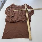 Stefanel Dress Womens Small Brown Long Sleeve Blouson Bubble Hem Viscose Ruched Photo 5