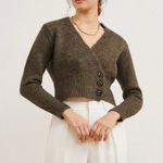 Commense The Next Morning Cardigan Brown Cropped Long Sleeve EUC Size S Photo 0