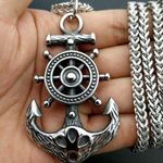 Mens Sea Anchor Necklace Stainless Steel Nautical Viking Punk Biker Pendant Photo 5