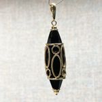 MILOR 14k Italy Yellow Gold Caged ONYX Enhancer Pendant Whimsical Old Money Photo 1