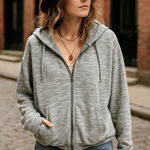 Free People  Gray Zip Hoodie Size L Photo 0