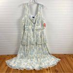 Arula Eliana Tiered Sleeveless Sparkle Floral Fit & Flare Midi Maxi Dress 1X New Blue Photo 1