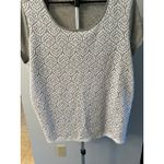 Liz Claiborne Women's Gray/White Lace Front short sleeve shirt size large Photo 1