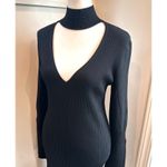 Maria McManus Cutout High Neck Large Black Ribbed Dress Long Sleeve Cocktail Photo 2