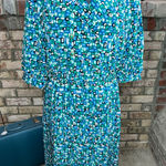 shirt dress geometric matching belt green blue white Size 12 Photo 0