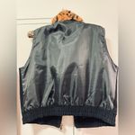 Vintage In Sport Suede Vest with Leopard Print Fuzzy Collar Zip Down Size Small Black Photo 3