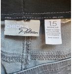 Chicos Platinum Denim Flare Leg Pull On Jeans Gray Womens Size 1.5R(10) Photo 3