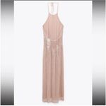 ZARA NWOT Sequin Long Open Back Halter Dress Size Medium Photo 2