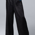 Vera Wang Simply Vera  Pants Size S Womens Black Satin Wide Leg Pull-on NWT Photo 0