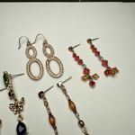 Rhinestone Dangle Drop Pierced Earrings Lot Of 4 Mix Some Bead Beaded Photo 9
