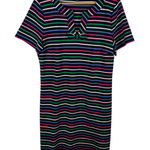 Talbots  Striped Knit Shift‎ Dress Large Bow Colorful Preppy Cotton Retro Office Photo 0