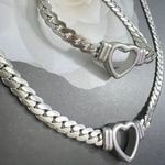 SILVER Plated snake Chain Heart Necklace Stainless Steel Womens Blue Photo 4