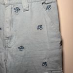 PacSun Womens XS Blue Baggy Carpenter Mushroom Novelty Cargo Pants Embroidered Photo 5