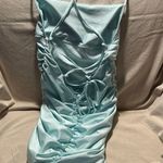 Lucy in the Sky Dress Mini Satin Cross Back Mint Green Photo 3