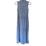 Fat Face Jolene Blue Chambray Button Down Front Maxi Shirt Dress Size 2 Photo 5
