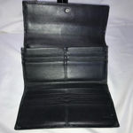 Coach Monogram Pleated Jacquard Gray & Black Canvas and Leather Long Wallet Photo 7