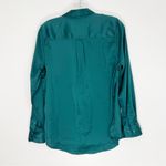 Equipment  June Bug Emerald Satin Classic Signature Button Front Top Green XS Photo 5