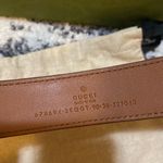 Gucci  Brown Leather & Denim Square Buckle Belt Photo 4