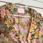 Selkie Paperdoll Floral Blouse Top Bow Tie Jardin De Fleurs Silk Pink Size L Photo 3