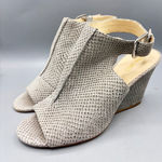 Nine West  Gorana 9 Wedge Ankle Strap Sandal Gray Snake Print Open Toe Slingback Photo 0