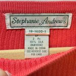 Stephanie Andrews Coral Ribbed 100% Silk Boat Neck Sweater Classic Staple Sz 4P Red Photo 1