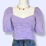ZARA  purple ruffle puff sleeve crop top with side zipper Photo 0