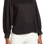 Club Monaco  Black Zip Back Puff Sleeve Top Photo 0
