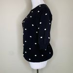 Maison Jules  Black Short Sleeve Sweater Cream Popcorn Texture Sz Small Photo 2