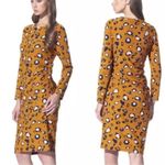 3.1 Phillip Lim x Target Long Sleeve Ruched Cheetah Print Knee Length Dress XL Orange Photo 1