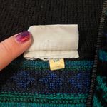 Vintage Meister Wool Blend Fair Isle Ski Sweater 1/4 Zip Black Green Medium Photo 4