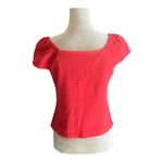 Madewell -TEXTURE & THREAD Adorable red top, cap sleeves, button front, excellent condition, size small Photo 5
