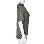 Chico's Shirt Womens Medium Green Chevron Stripe Tie Front Updated Basic Casual Photo 1
