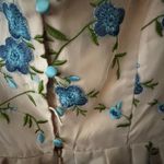 Chi Chi London Dress US Size 6- white w/ blue floral button back Photo 4