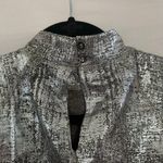 Anthropologie  Pilcro Cap-Sleeve Mock-Neck Silver Metallic Top XS Photo 3