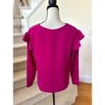 Amanda Uprichard  Hot Pink Ruffle Shoulder Long Sleeve Blouse Photo 2