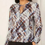 Ted Baker  Top Women's 1 Lyzaa Quartz Printed Neck Tie Blouse Long Sleeve Photo 0