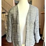 Eileen Fisher Cardigan Women's Petite Gray White Striped Blazer Open Front Linen Photo 0