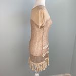 A’reve Cream Open Knit Crochet Cap Sleeve Dress Fringe Hem Embroidered Lace Sz S White Photo 6