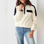 Faherty  Cortina High Pile Fleece Pullover in Bright White Size Medium Photo 1