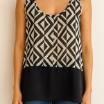 Charlotte Russe Geometric Pattern Tank Top with Gold Stud Detail, Size Small Photo 0