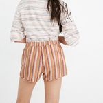 Madewell Linen Blend Printed Pull-On Shorts Rainbow Stripe Photo 1