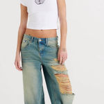 The Ragged Priest Distressed Goliath Low Rise Jean in Green Hue Women’s Size 28 Photo 0